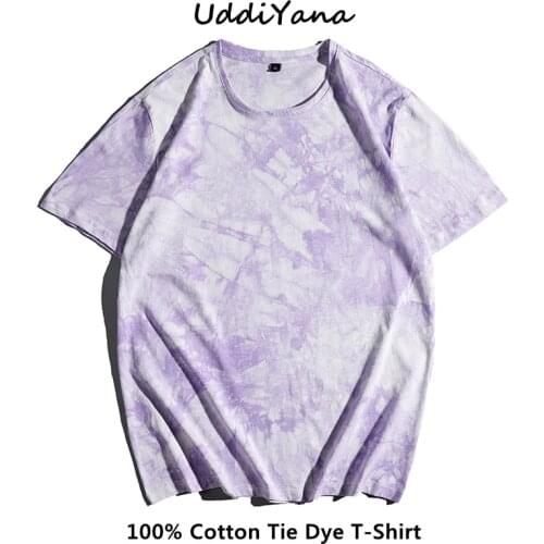 2021 Summer Mens Y2K T-Shirt Sweatshirt Streetwear Womens Oversized Fashion Tie Dye Cotton T-Shirts Vintage Clothes Tops Tees