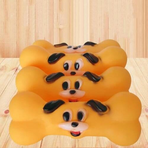 Dog Toys Face Bone Puppy Chew Squeaky Toys 17cm Pet Dogs Toys for Medium Large Dog Teeth Cleaning Training Playing Interactive