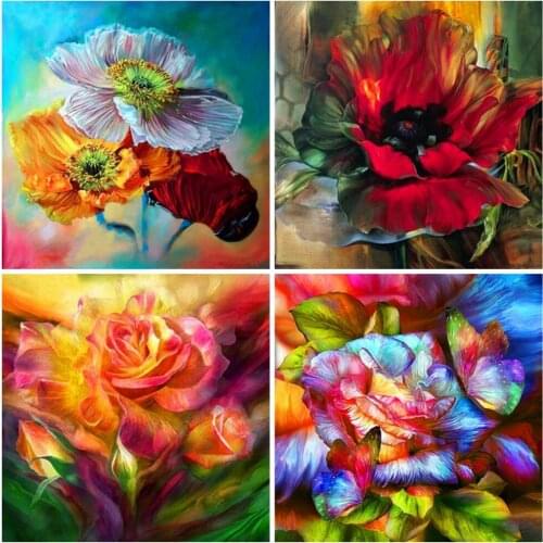 HUACAN Full Drill Diamond Painting Flower Diamond Mosaic Butterfly Cross Stitch Rhinestones Picture Decoration For Home