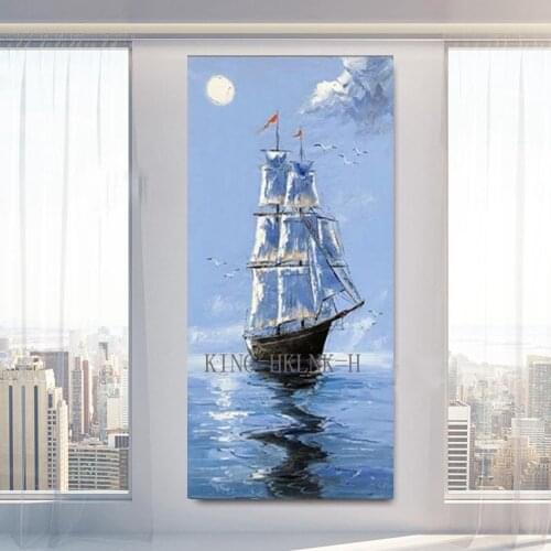 Decorative Items Abstract Sailing Boat Ship Oil Painting Handmade Art Picture On Canvas Decor Modular Wall Art For Home Room