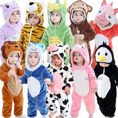 Inflant Newborn Rompers Winter Animal Onesie Kids Jumpsuit Boy Girl Overalls Baby Lion Panda Unicorn Costumes Christmas Pajamas