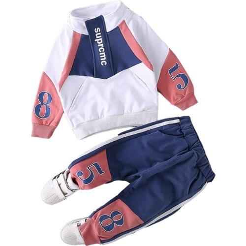 020 new childrens long sleeve girl baby boy sports style 2-piece infant suit boy casual suit 2-4-year-old baby jacket and pants