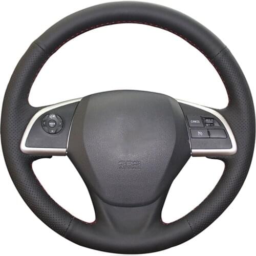 Black Leather Car Steering Wheel Cover for Mitsubishi Outlander Mirage ASX 2012-2019 Eclipse Cross 2017-2019 L200 2015-2017