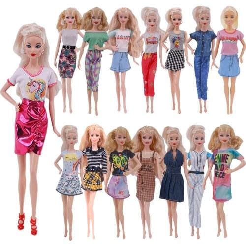 Doll Clothes For Barbies Handmade Dress & T-shirt Short Skirt For 11.8 Inch Barbie and BJD Doll Girl`s Toy Gifts