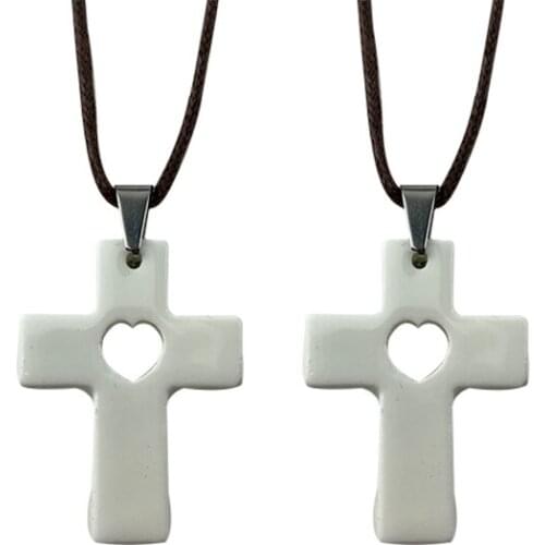 Quantum Scalar Energy Pendant- Love Shape Cross Necklace Energy Power Health Care Lava Stone Charm Jewelry