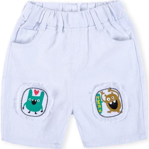 Summer Elastic Fabric Boys Girls Shorts Cotton Knee Length For Kids Outfit Trousers Denim Pant Chilrens' Clothes