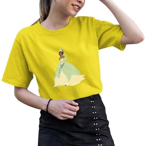 Summer New Products Disney Tiana The Princess And The Frog Women T-Shirts Fashion Casual Comfortable T Shirts Female O-Neck Cute