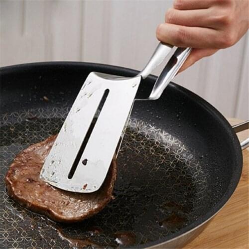 Stainless Steel Food Tong Shovel Spatula Multipurpose Bread Meat Vegetable Clamp BBQ Clip Home Camping Cooking Tools