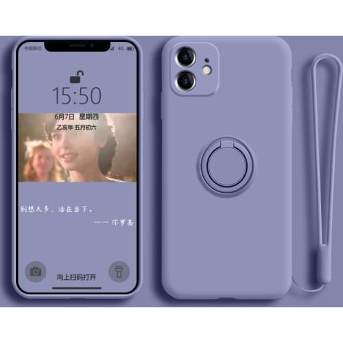 Soft Liquid Silicone Phone Case For iPhone 11 Pro Max X XS MAX XR SE 2 2020 6 6s 7 8 Plus Stand Ring Holder Back Cover Cases