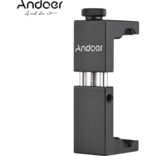 Andoer Metal Phone Clip Smartphone Holder Clamp with Cold Shoe Mount 1/4 Inch Thread Replacement for iPhone Smartphones Vlog
