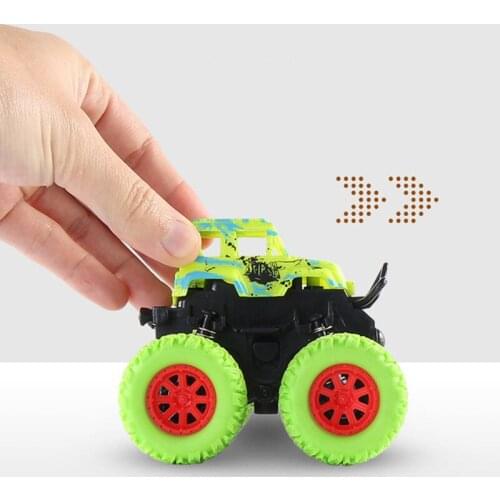 Mini 8cm inertia off-Road Pull back Vehicle Four-Wheel Stunt Rotatable Car anti-collision Juguetes Model car Portable Kids Toys