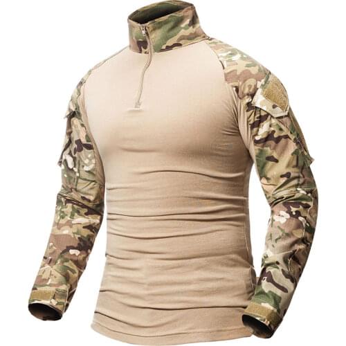 Men Military Shirt Camouflage Army Tactical Battle Combat Shirt Outdoor Training Military Uniform for Adult Army Tops