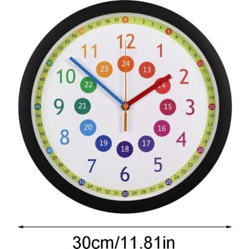 N0HD Mute Wall Clock Simple Style Creative Cartoon Digital Wall Clock Nursery Home Living Room Childrens Room Bedroom