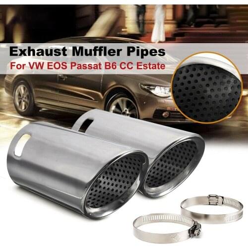 Car Tail Exhaust Muffler Tip Pipe With Clamp Rear Exhaust System Tip Pipe Auto Accessories For VW EOS Passat B6 CC Estate