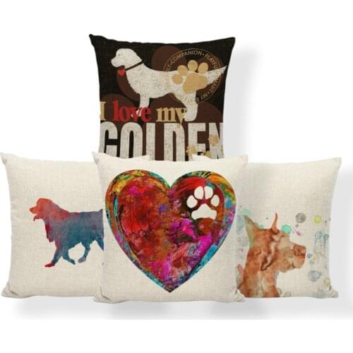 Boston Terrier Great Dane Cushion Cover Golden Retriever Pillowcase Red Nautical Man Cave Houseware Throw Pillow 45*45 Polyester