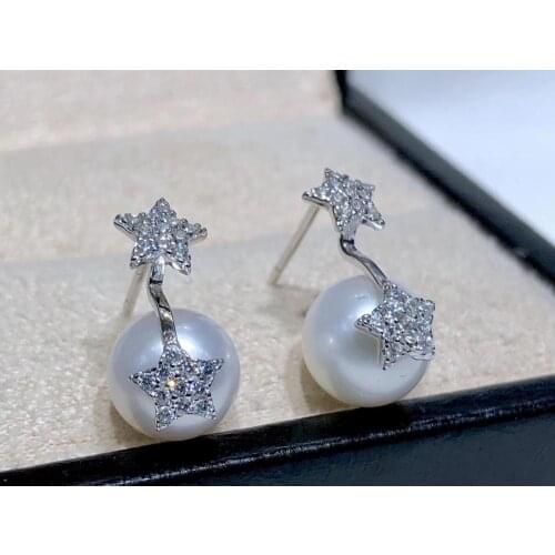 New Star Design 925 Sterling Silver Earrings Findings Mounts Jewelry Parts Fittings for Pearls Coral Jade Agate Beads Stones