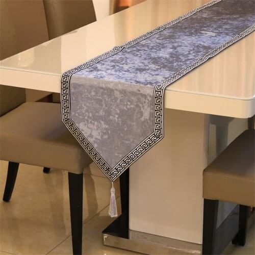 New Chinese High level Table Runner European Velvet Bed Runner Wedding Table Decoration Luxury Decor Wedding Table Runner