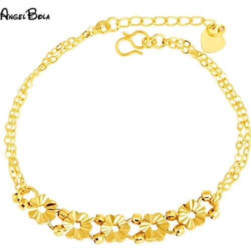 New Fashion Luxury Jewelry Womens Charm Bracelet Islamic Muslim High Quality Gold Plum Blossom Bracelet Engagement Holiday Gift
