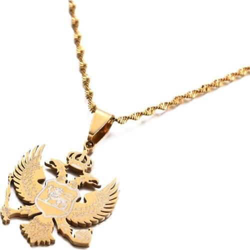Stainless Steel Montenegro Pendant Necklaces for Women Girls Montenegro Eagle Gold Color Chain Jewelry