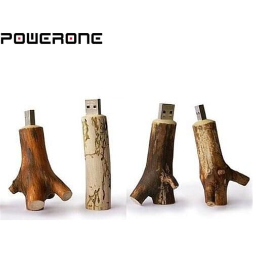 POWERONE Wholesales Newest Novelty Flash disk Wooden model branch memory stick pendive 8GB 16GB 32GB 64GB thumb drive U disk