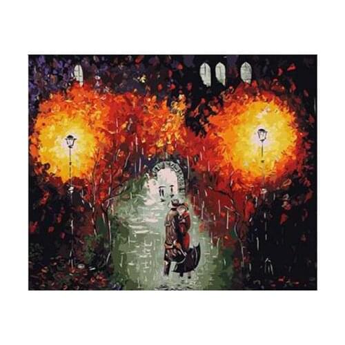 Rendezvous in the Rain paint by numbers diy canvas wall decor hand painted picture printed drawing coloring by number