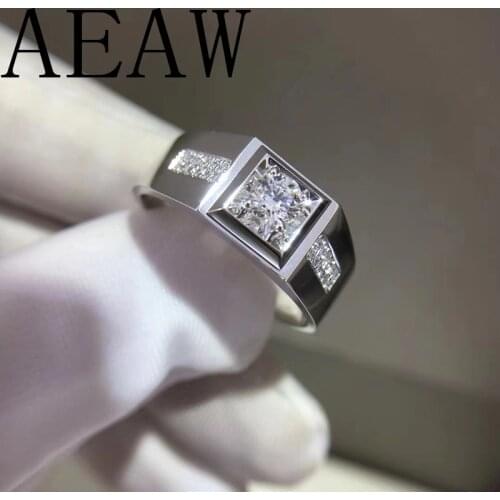 Luxurious Pave Moissanite Ring 14k White Gold 1CT Round Cut Brillant Lab Grown Diamond Band For Mens Wedding Mens Jewelry