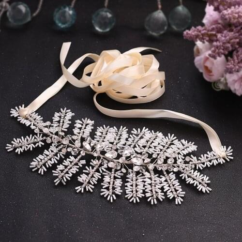 TRiXY SH247 Luxury Crystal Belt Wedding Belts Rhinestone Sash Wedding Dress Belt Wedding Accessories Bridal Ribbon Sash Belt