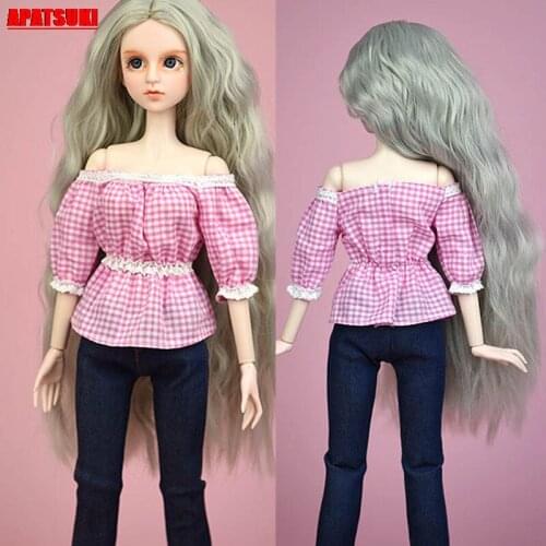 Pink Plaided Shirts Tops Casual Wear Clothes for 40-50cm XINYI Doll Outfits Clothes for 1/4 BJD Dolls Accessories Kid Toys Girls