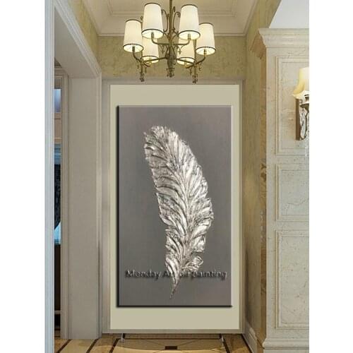Hand painted abstract oil painting wall picture on canvas for living room bedroom modern feathers painting for entrance decora