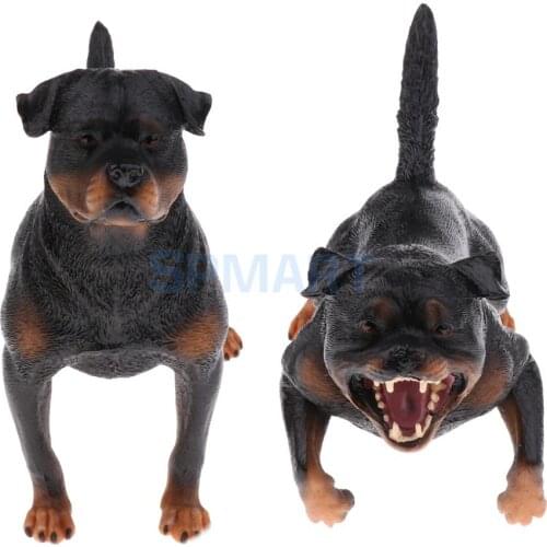 2pcs Simulation Wildlife Animal Model Rottweiler Dog Pet Action Figures Kid Educational Toy Home Figurines Collectibles Decor