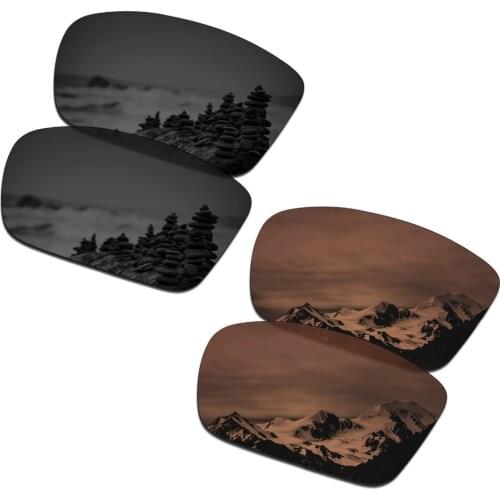 SmartVLT 2 Pairs Polarized Sunglasses Replacement Lenses for Oakley Conductor 6 Stealth Black and Amber Brown