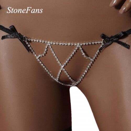 StoneFans Rhinestone Shiny Sexy Jewelry for Women Panties Thong Sweet Christmas Gift Waist body Chain Jewelry Crystal Bikini