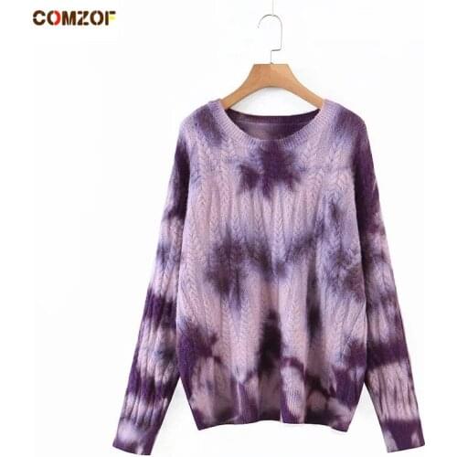 High Quality Women Sweaters Tie-Dye Gradient Long Sleeve Pullover Jumper Loose Knitted Sweater Clothes Pull Femme Hiver