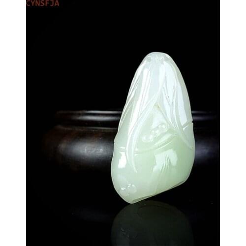 CYNSFJA New Real Rare Certified Natural Hetian Jade Nephrite Lucky Amulets Bamboo Jade Pendant Hand Carved High Quality Gifts