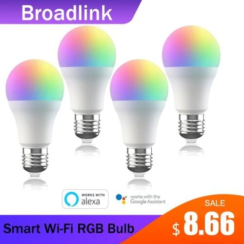 Broadlink LB27 R1 Smart WiFi Light Bulb E27 10W RGB LED Bulb Lamp For Smart Home Compatible with Alexa Google 1/2/3/4 PCS
