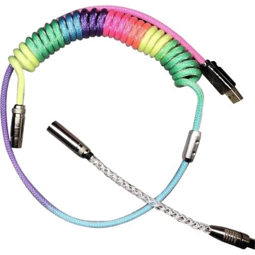 1m Custom Handmade Type C USB Cable For Mechanical Gaming Keyboard Creative Gift - Rainbow (RGB Lighting + DIY Cable)