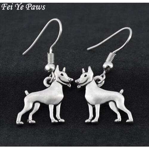 Fei Ye Paws Vintage Miniature Pinscher Dog Drop Earrings Big Min Pin Statement Earrings For Women Earings fashion Jewelry 2017