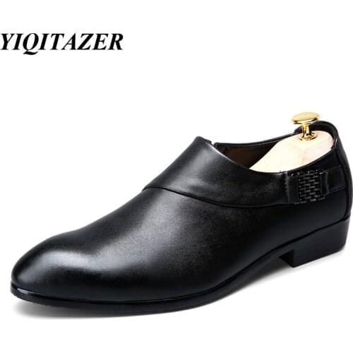 YIQITAZER 2017 Fashion Slipony Loafers Men Shoes Casual,Elegant Business Man Flats Leather Shoes Dress