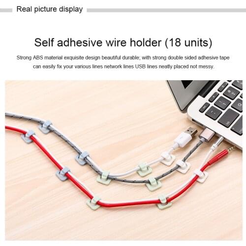 18pcs/set Holder Desk Clips Tidy Fixer Organizer 1Set Wire Fixing Clip Fastener Wire Line Cable Cord Wall Clamp High Quality New