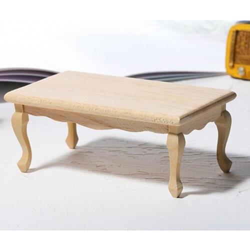 1:12 Miniature Dollhouse 3D Wooden Furniture Cute Miniature Furniture Model Teatable Coffee Table Living Room Toy Decor