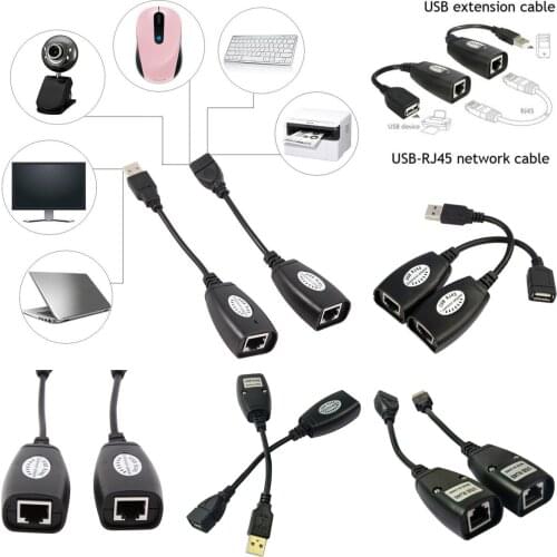 1set Ethernet Extender USB Extension RJ45 Cat5e/6 Cable LAN Adapter Over Repeater Set