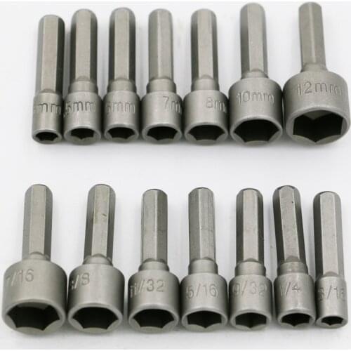 14 Pieces 4.76mm-12mm Nut Driver Set Socket Adapter Adaptor Hex Drill Bit Screwdrivers Nutdrivers Socket Driver Bits