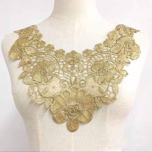 2pcs/lot gold lace fabric latest african laces 2018 mesh collar decorative accessories TX956