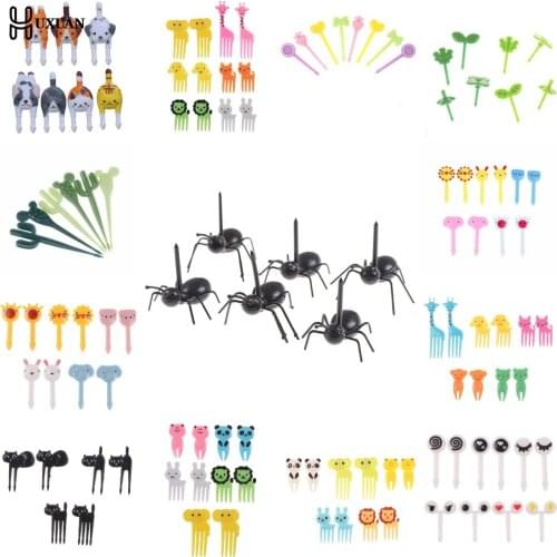 6-12pcs Mini Kids Animal Farm Fruit Fork Cartoon Snack Cake Dessert Food Fruit Toothpick Lunch Party Decoration Random Color