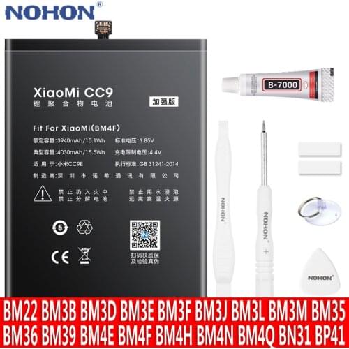 NOHON Battery For Xiaomi Mi CC9 CC9E 9 8 SE 6 5 4C Mi9 Mi8 Mi6 Mi5 Mi4C Replacement Bateria BM22 BM35 BM39 BM3E BM3D BM3L BM4F