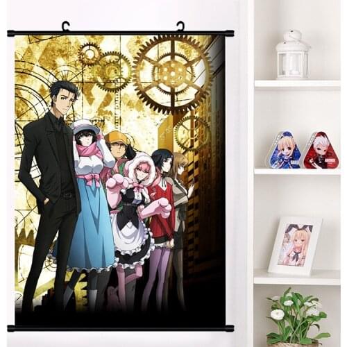 Anime Steins;Gate Okabe Rintarou Makise Kurisu Wall Scroll Mural Poster Wall Hanging Poster Otaku Home Decor Collection