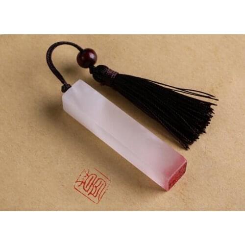 Free shipping Custom gold stone seal engraving Kunlun jade Hand-written lettering Name book signature chapter 1.5x1.5x5cm