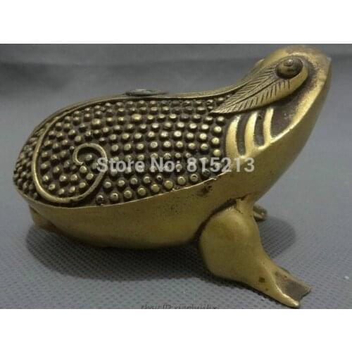 Bi0011663 10CM Folk Chinese Bronze FengShui Wealth Jump Hoptoad Toad Frog Statue Animals