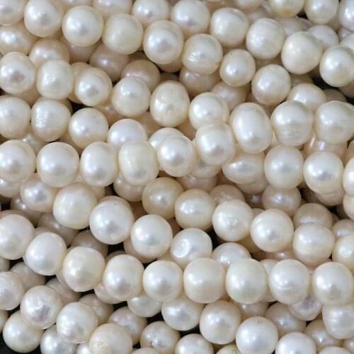 Natural freshwater cultured white pearl nearround 9-10mm loose beads fine noble women fashion diy jewelry making 15inch B1373