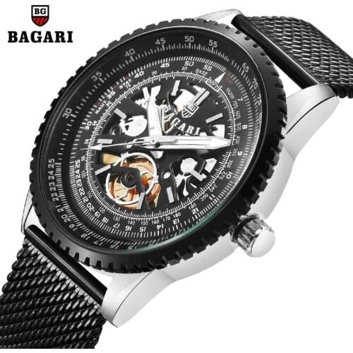 BAGARI Mens Watches Top Brand Luxury Fashion Business Quartz Men Wristwatch Steel Band Waterproof Clock Horloges Mannens Saat